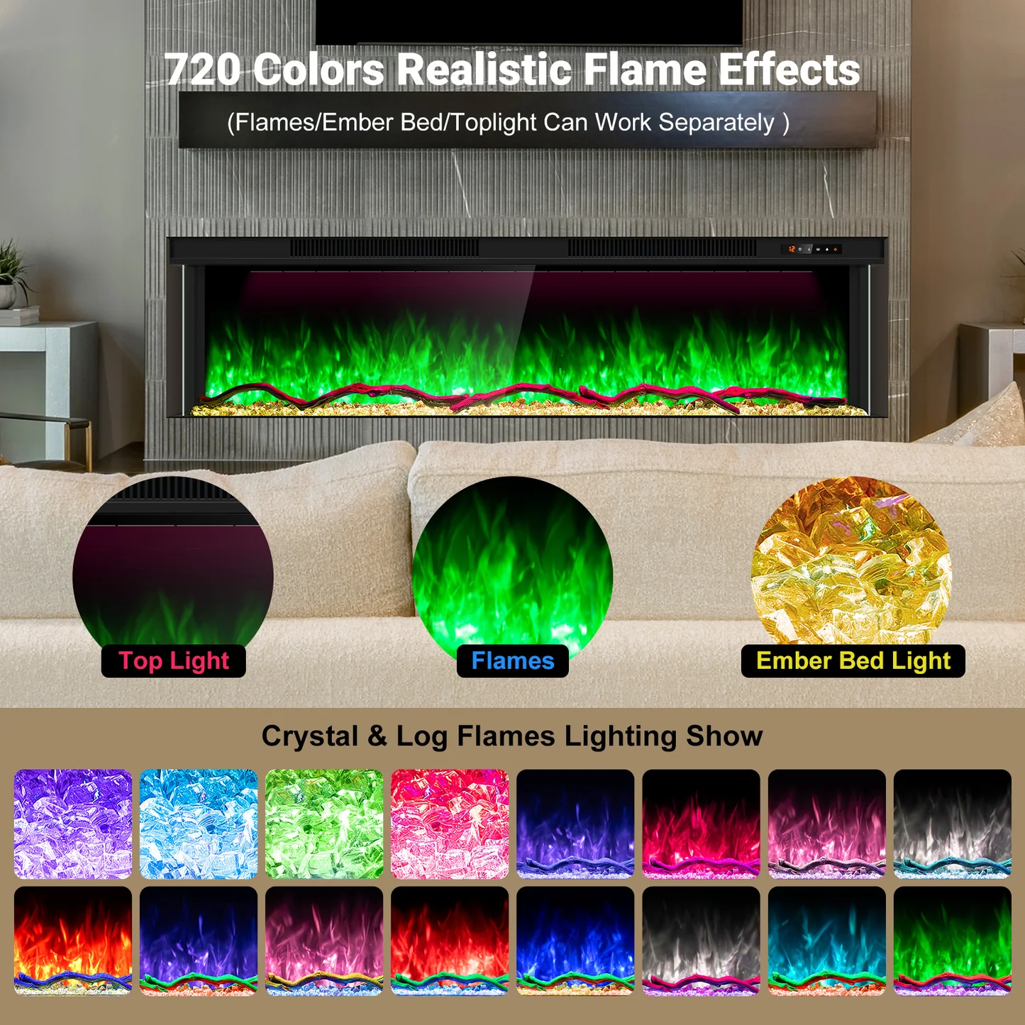 Multi Color Electric Fireplace with Heater